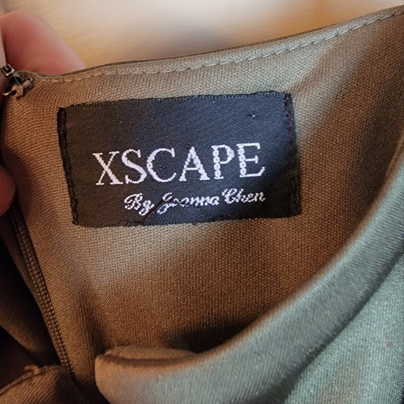 Xscape by Joana Chen Olive Green Satin Dress - Picture 4 of 4